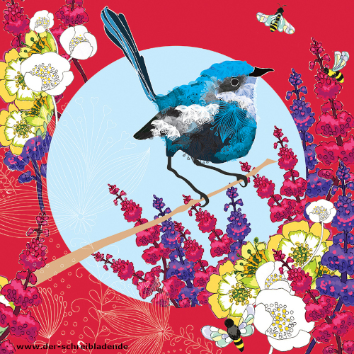 Quadratische Doppelkarte von Clear Creations aus der Serie The Margot Collection mit dem Motiv Vogel. Die Karten sind ohne Text und können für verschieden Anlässe verwendet werden.