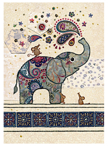 Doppelkarte mit dem Motiv eines sprühenden Elefanten aus der Serie Amy’s Cards von Bug Art
