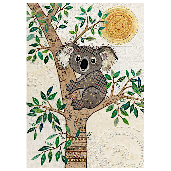 Doppelkarte mit dem Motiv eines Koala im Baum aus der Serie Amy’s Cards von Bug Art