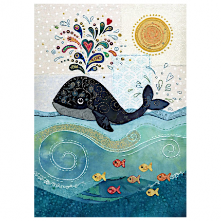 Doppelkarte mit dem Motiv eines sprühenden Wals im Meer aus der Serie Amy’s Cards von Bug Art