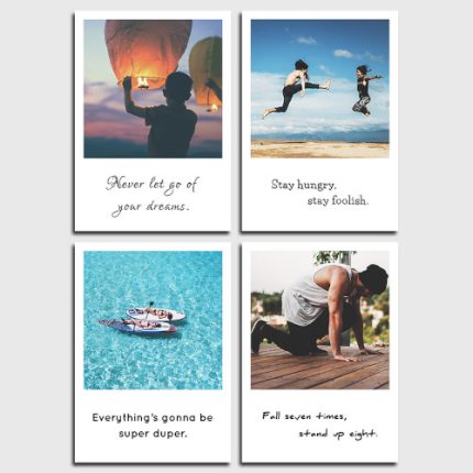Ein Set von 4 Postkarten aus der Serie Individual Nomad im Polaroid Stil. Ihr Preisvorteil 15%
